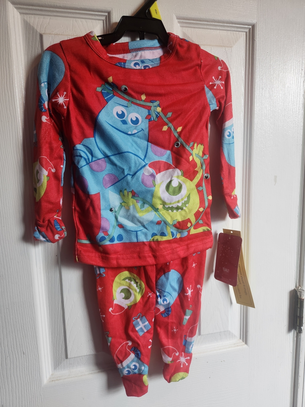 Red Kids Holiday Monster Print Pajama Set